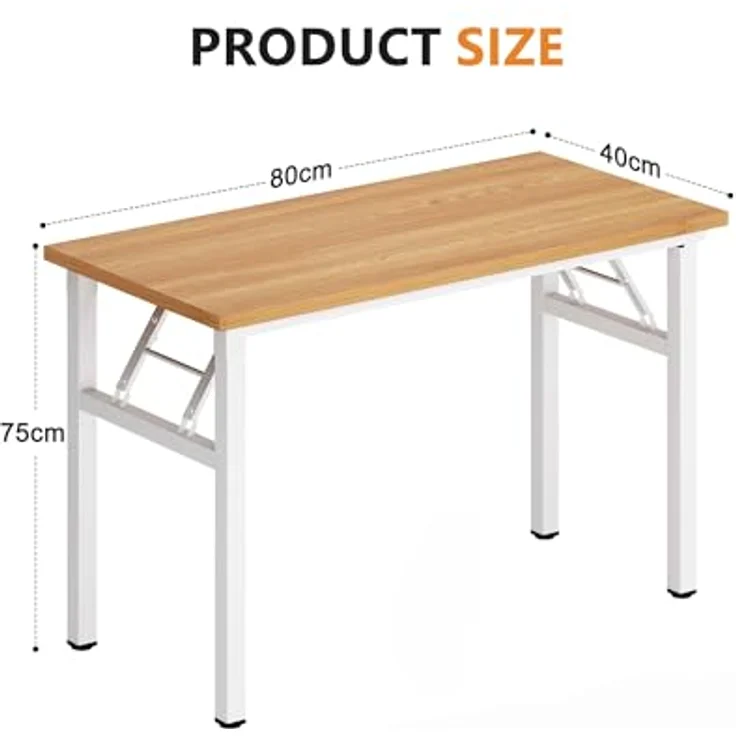 SogesHome Klapptisch Computertisch 80x40 cm PC Tisch Kleiner Schreibtisch Bürotisch Büroarbeitsplatz für Home Office Verwendung Schreibtisch Esstisch Konferenztisch – Bild 3