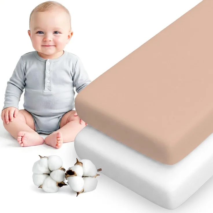 Dreamzie 2er Set Spannbettlaken Babybett 60x120 cm - Baumwolle Oeko-Tex - Bettlaken für Kinderbett klein - Rosa/Weiß