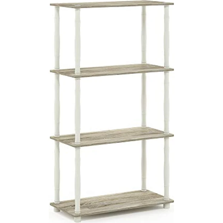 Furinno 4-Ebenen Mehrzweck-Regal mit klassischen Rohren, holz, Sonoma Eiche/Weiß, 29. 46x59. 94x109. 86 cm – Bild 6