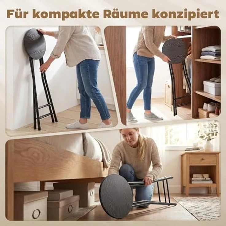 HOMCOM Barhocker mit Stahlgestell doppelter Fußstütze (Küchenstühle, 2 St, Klappbar Barstuhl), für Küche, Wohnzimmer, Esszimmer Schwarz – Bild 4