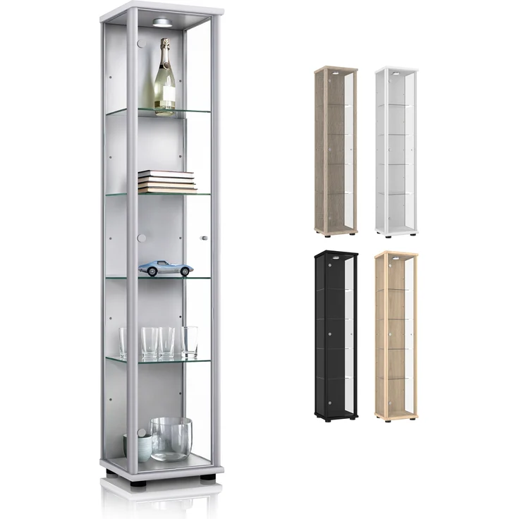 K-Möbel Glasvitrine C1014 (Glasvitrine (176x37x33 cm) mit 1 Glastür) Glasvitrine stehend – Bild 2