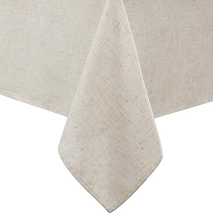 Laura Ashley Dothan Luxuriöse Tischdecke aus Leinenmischung für formelle Abendessen, Urlaub, Hochzeit oder Party, 152,4x213,4 cm, Taupe – Bild 2