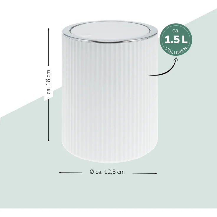 bremermann Kosmetikeimer Mini-Kosmetikeimer GAVELLO mit Schwingdeckel / mit Rillendekor, 1,5 L – Bild 7