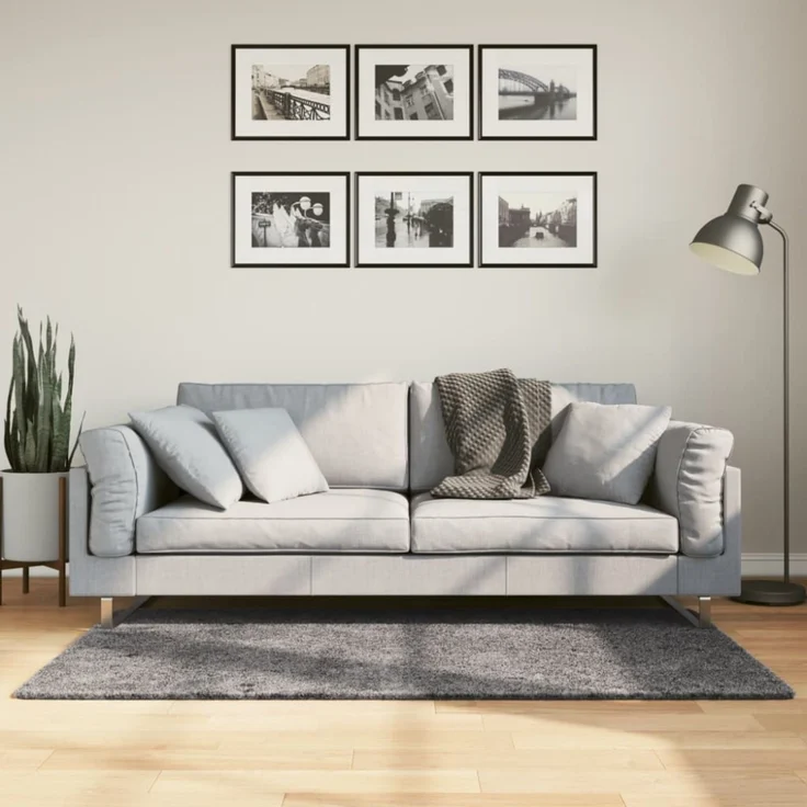 vidaXL Teppich HUARTE Kurzflor Weich und Waschbar Anthrazit 80x150 cm 374995 – Bild 1
