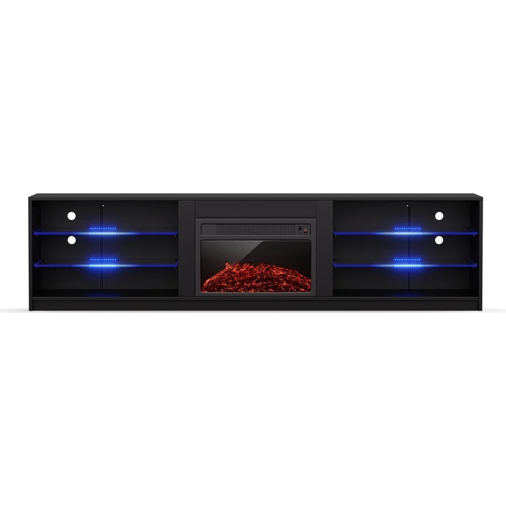 blumfeldt Lowboard Perth Medium Lowboard 160 fireplace, Fernsehschrank Schwarz TV-Schrank 3 Schubladen 160 x 30 x 40 cm(BxHxT) – Bild 1