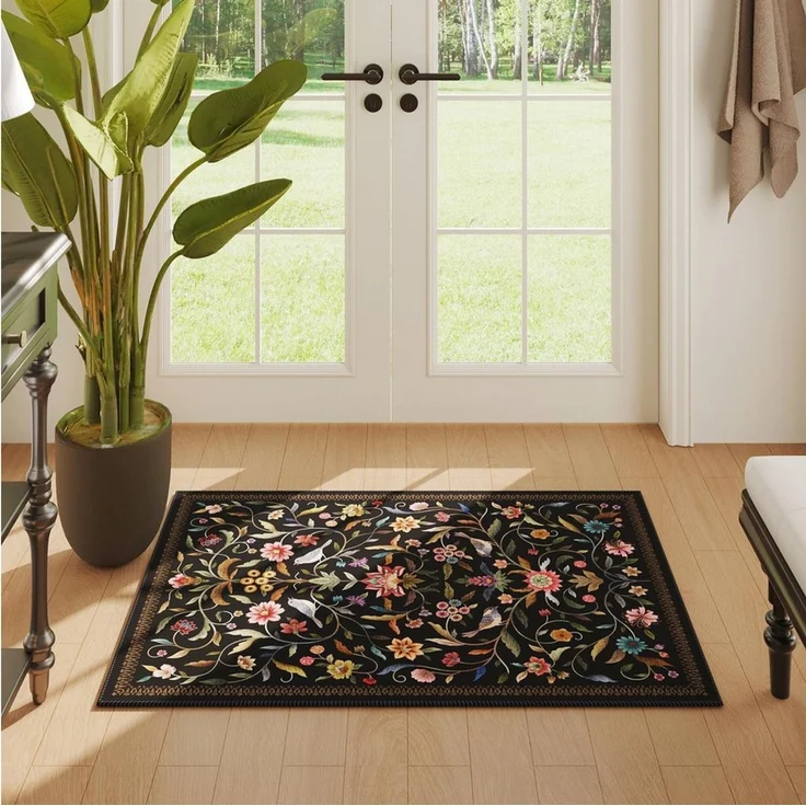 Agger Fußmatte Vintage-Blumenmuster-Fußmatte, waschbare weiche Fußmatte, für Eingangsbereich, Wohnzimmer, Büro und Kinderzimmer – Bild 4