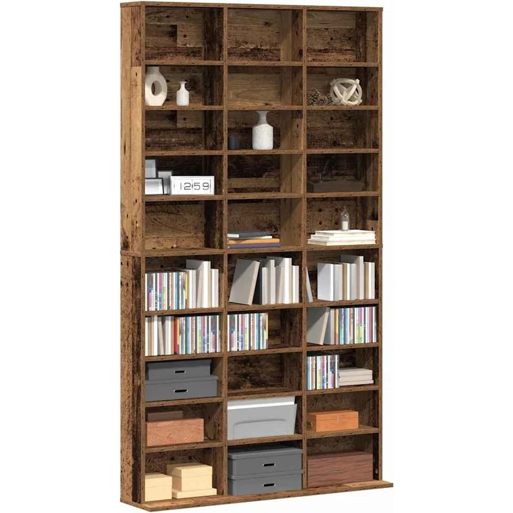 vidaXL CD Regal mit Regal Altholz 101 x 23 x 177,5 cm Holzwerkstoff 3329340 – Bild 2