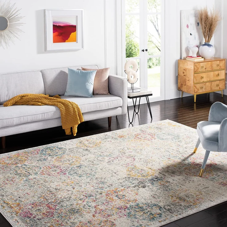SAFAVIEH Madison Collection Teppich, MAD611A, Bohemian-Stil, Vintage-Stil, Vorleger Vintage 6' 7" Square Grau/Gold