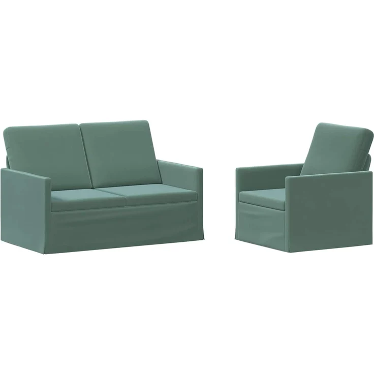 vidaXL Sofa-Set 2 pcs Meergrün Samt (V) 3433201 – Bild 1