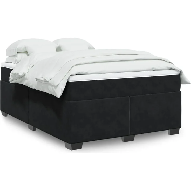 vidaXL Boxspringbett mit Matratze Schwarz 160x200 cm Samt 3285295 – Bild 1