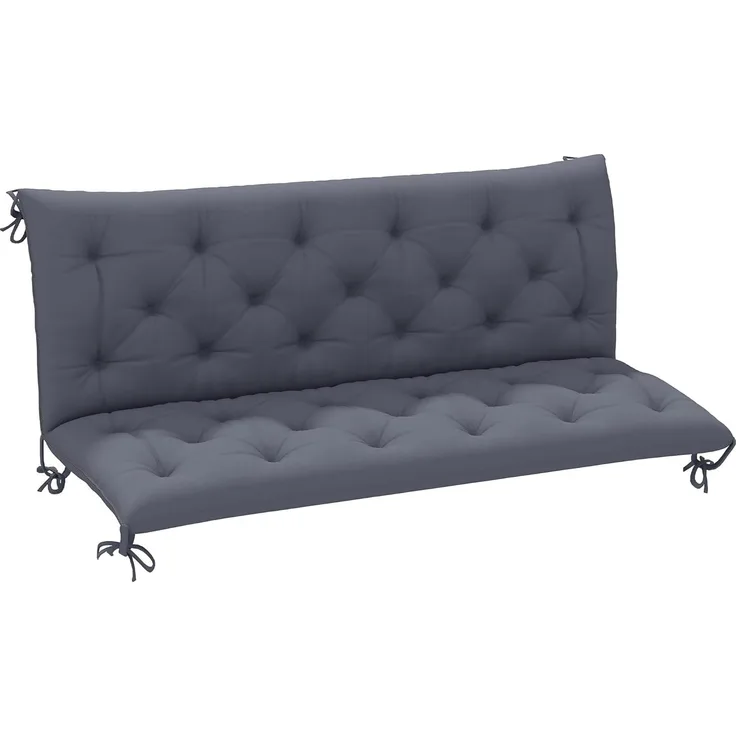 Outsunny Bankauflage Sitzkissen Rückenkissen Polster Auflage für Sitzbank Gartenbank Gartenmöbel Hollywoodschaukeln 150 x 98 x 8 cm Baumwolle Dunkelgrau