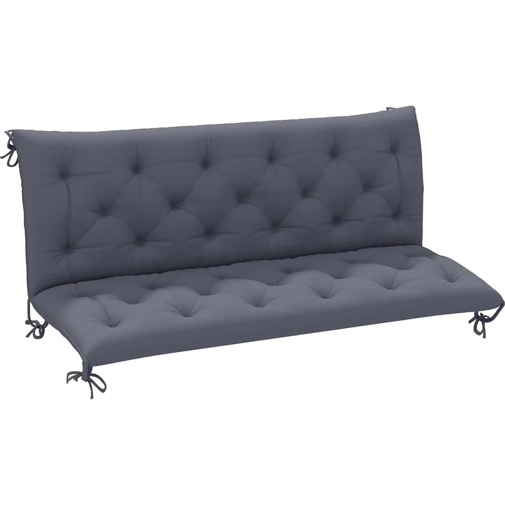 Outsunny Bankauflage Sitzkissen Rückenkissen Polster Auflage für Sitzbank Gartenbank Gartenmöbel Hollywoodschaukeln 150 x 98 x 8 cm Baumwolle Dunkelgrau