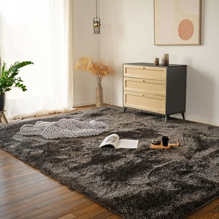 HOME DELUXE Hochflor Teppich SOFI - 110 x 60 cm Anthrazit – Bild 1