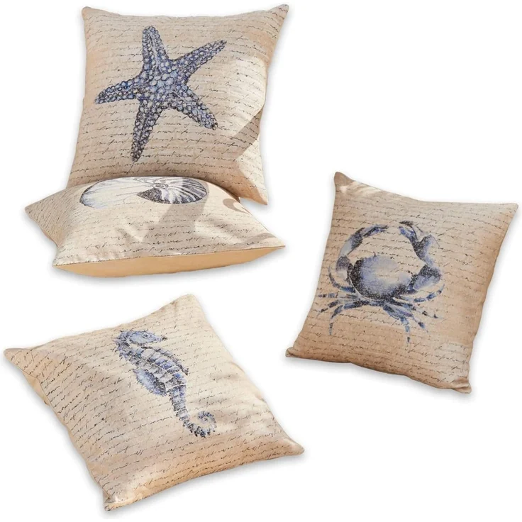 Mirabeau Kissenhülle Kissenhülle 4er Set Sealand beige/blau, (4 Stück) – Bild 1