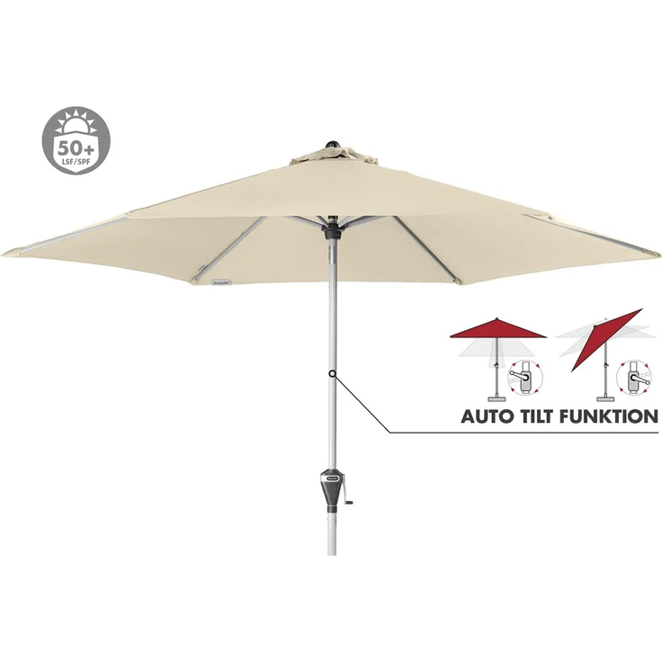 Doppler Sonnenschirm / Kurbelschirm "Active Auto Tilt 320", 320 cm Natur – Bild 3