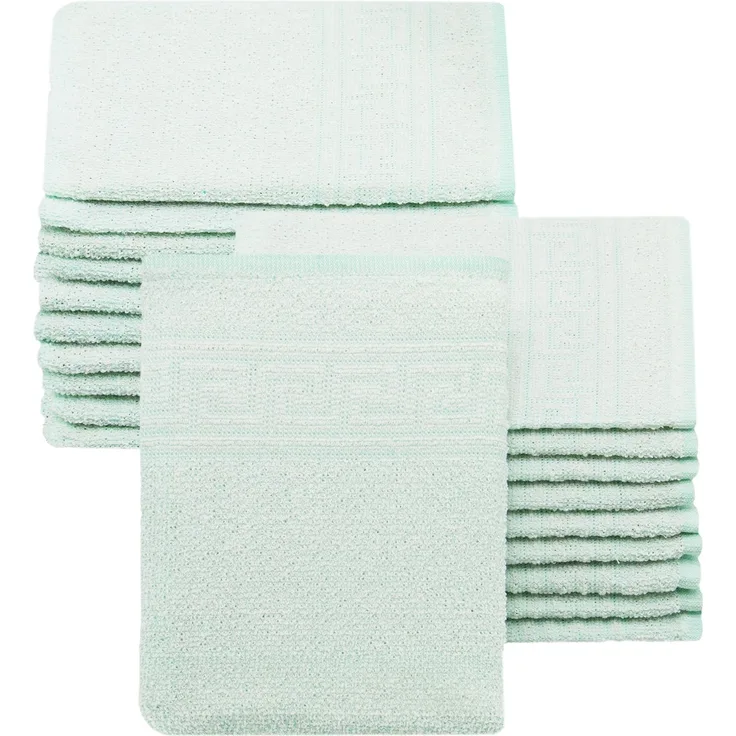 ZOLLNER Waschhandschuhe 20er Set, Baumwollmix, grün, 16x22 cm