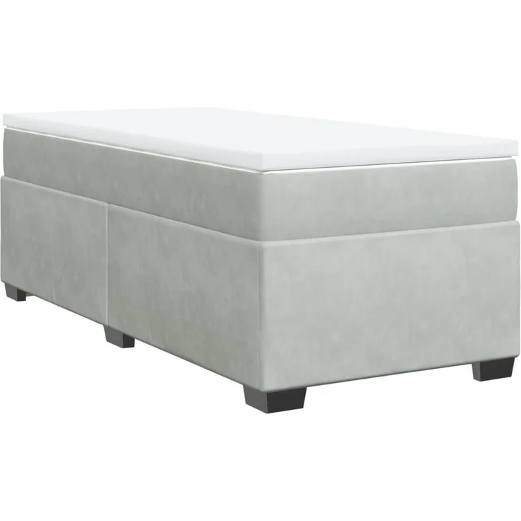 vidaXL Boxspringbett mit Matratze Hellgrau 90x200 cm Samt 3285257 – Bild 2