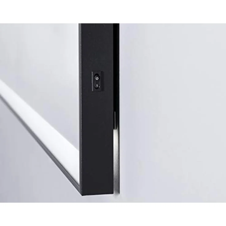 Talos Talos Black Shine LED Badspiegel 80x60 cm, neutralweiß beleuchtet, matt schwarzer Aluminiumrahmen, energiesparend mit Kippschalter – Bild 4
