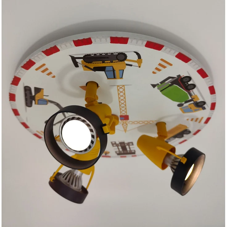 Coole Deckenlampe Motiv Baustelle für Kinderzimmer 3 flammig schwenkbar Ø 35cm – Bild 5