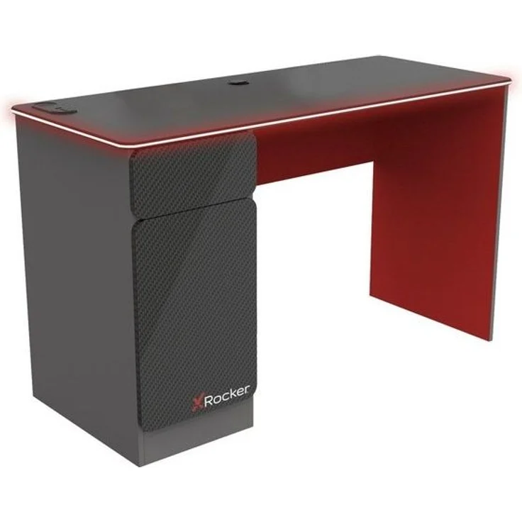 X Rocker Carbon-Tek Gaming Schreibtisch mit LED-Beleuchtung & Wireless Charging Ladepad - grau/rot – Bild 4