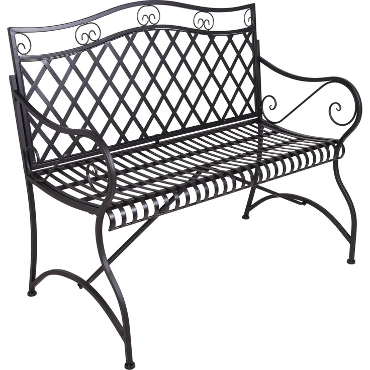 Gartenbank RALF - 111,5cm Breit, Stahl, Schwarz | Terrassenbank Wetterfest Sitzbank Outdoor Bank – Bild 1