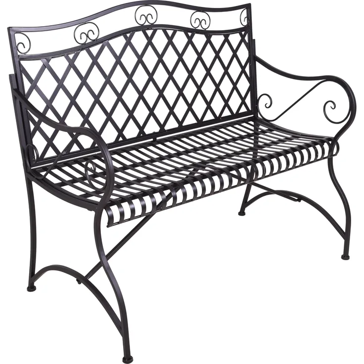Gartenbank RALF - 111,5cm Breit, Stahl, Schwarz | Terrassenbank Wetterfest Sitzbank Outdoor Bank