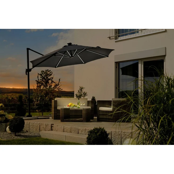 Ampelschirm Rhodos Blacklight 300/8 anthrazit rund, Ø ca. 300 cm – Bild 3