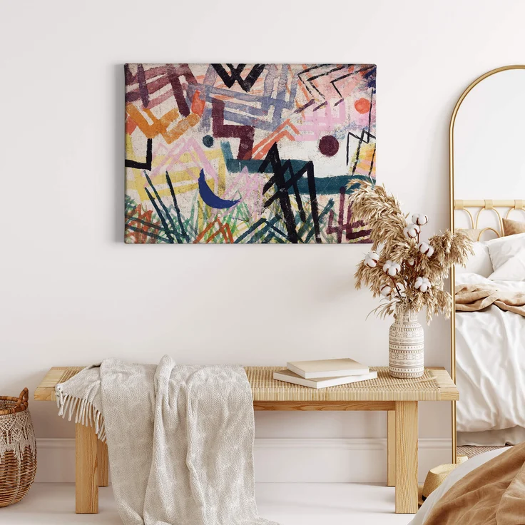 Abstrakte Kunst Leinwandbild Blau Rosa Grau 70x50 DD123060 Wandbild Leinwand – Bild 2