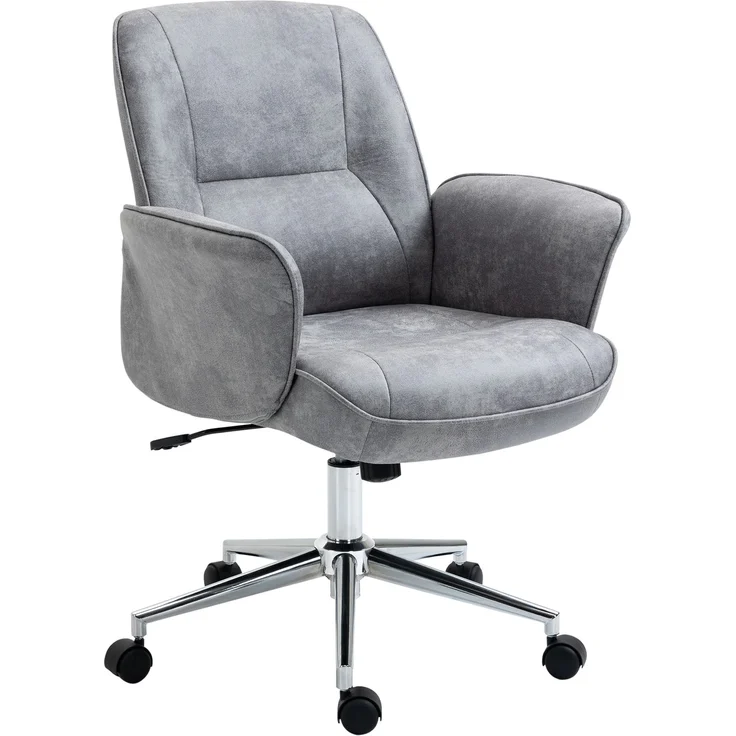 MELAYR, Homeoffice Stuhl Schreibtischstuhl aus Mikrofaser höhenverstellbar Drehstuhl mit, 67 x 69 x 102 cm, Hellgrau – Bild 2