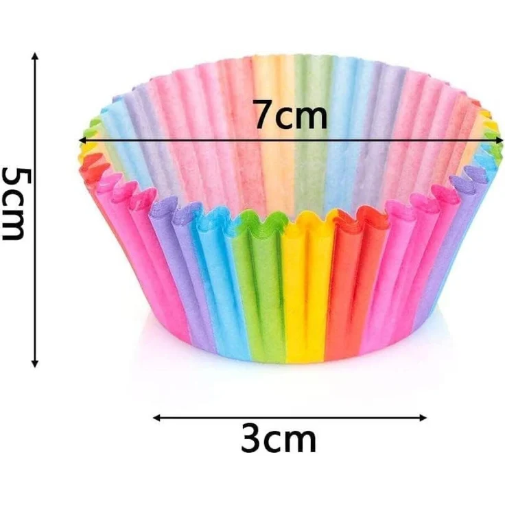 FELIXLEO Muffinform 200 Stück Muffinförmchen Papier Cupcake Wrapper Regenbogen, (1-tlg) – Bild 1