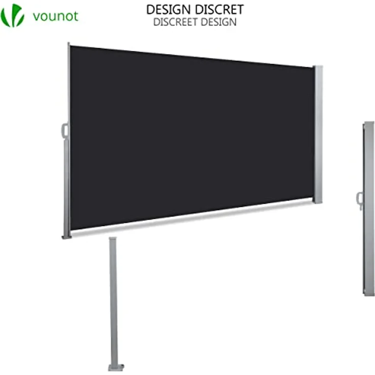 VOUNOT Seitenmarkise Ausziehbar für Balkon, Garten und Terrasse, Sichtschutz, Windschutz, Wasserdicht, Sonnenschutz, 140x300 cm, Schwarz-Anthrazit – Bild 7