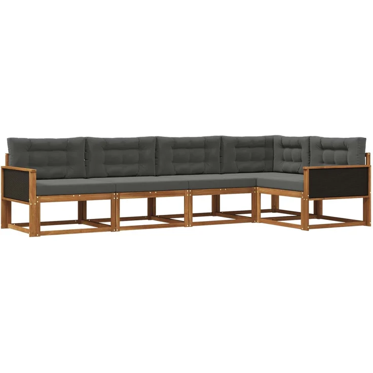 vidaXL Outdoor-Sofagarnitur 5 stk. 5-Sitzer Natur und Anthrazit 3382555 – Bild 2