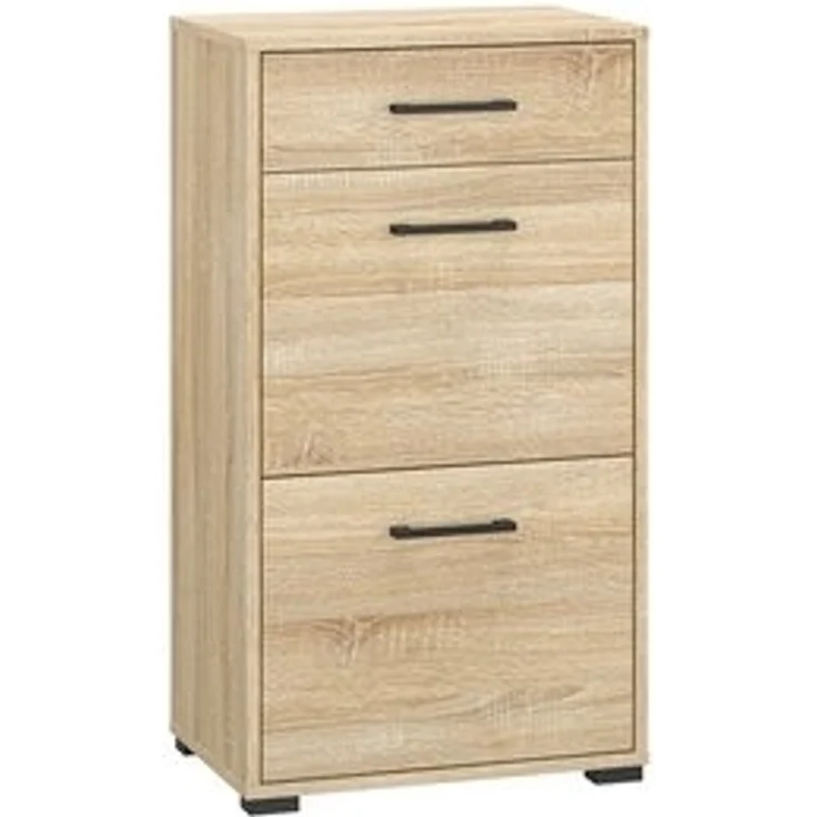Schuhschrank 50 cm Eiche hell mit 2 Klappen CHEB-131 – Bild 6