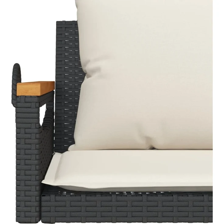 vidaXL Hängebank mit Kissen Schwarz 109x62x40 cm Poly Rattan 368146 – Bild 8