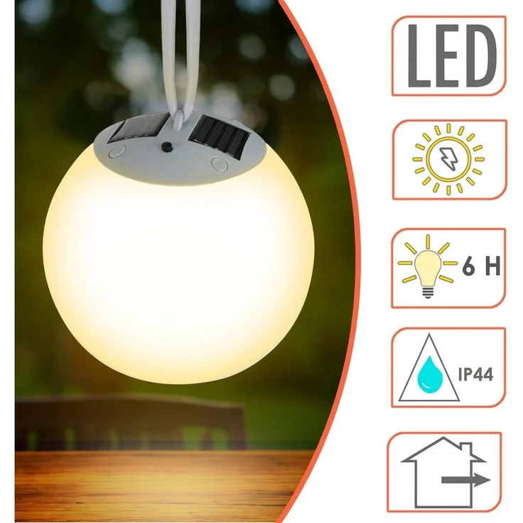 Spetebo LED Solarleuchte Premium Solar LED Hängeleuchte - Ø 20 cm / 4 LED, Einschaltautomatik, LED, warmweiß, Garten Deko Lampe zum Hängen – Bild 2