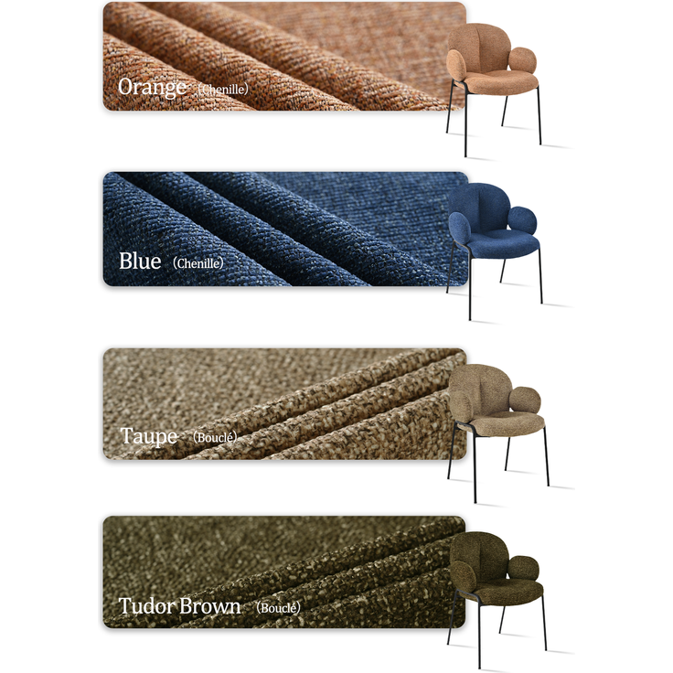 GOEURVANT 1235 Esszimmerstühle 4er-Set mit Armlehnen, Polsterstühle, Chenille - Blau – Bild 10