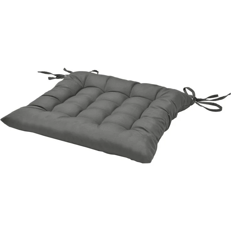 Beautissu Stuhlkissen 4er Set Stuhlkissen 40x40 mit Bändern Lea, Anthrazit, Indoor & Outdoor Aulagen mit 5 cm Polsterung für Gartenmöbel & Stühle – Bild 1