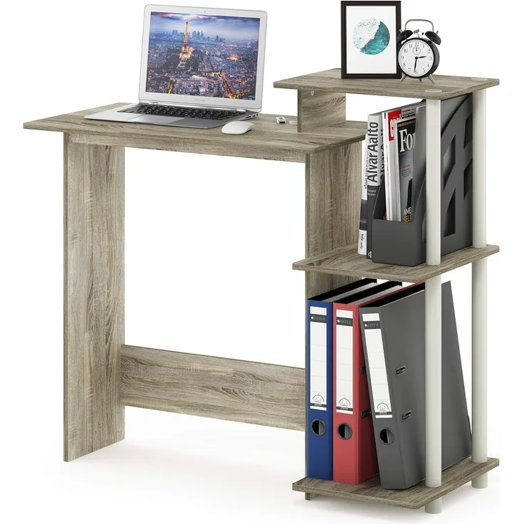 Furinno Efficient Home Computer Schreibtisch, PC-Tisch, Sonoma Eiche/Weiß, 100. 6 (Breite) x 85. 3 (Höhe) x 39. 6 (Tiefe) cm