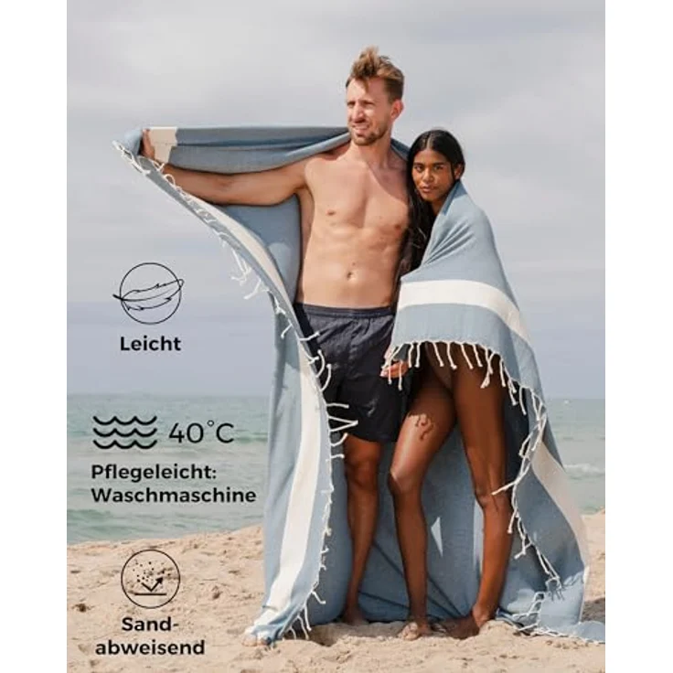 furora HOLIDAY Strandtuch XXL groß 200x200 cm Strand Tuch, aus Baumwolle, Stranddecke, Vielseitig, schöne Farben, hochwertige Verarbeitung – Bild 7