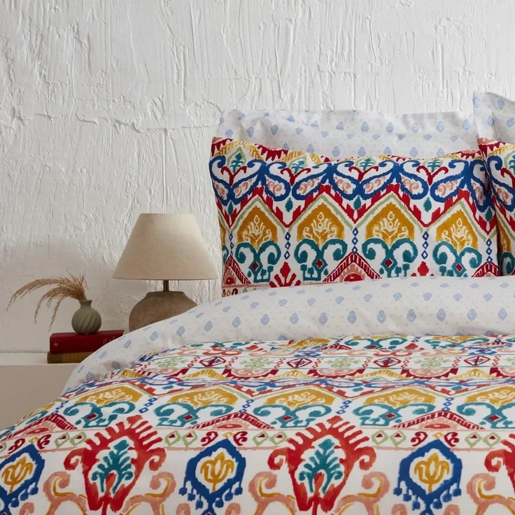 Karaca Bettwäsche Karaca SA Lionel 160x220 cm Baumwolle Bettwäsche Set 3 teilig - Blau – Bild 3