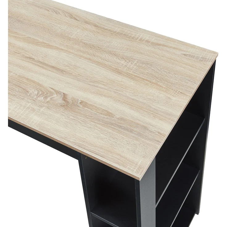 Bartisch Danderyd 120x60x106 cm mit 3 Ablagefächern Schwarz/Eicheoptik [en. casa] – Bild 6