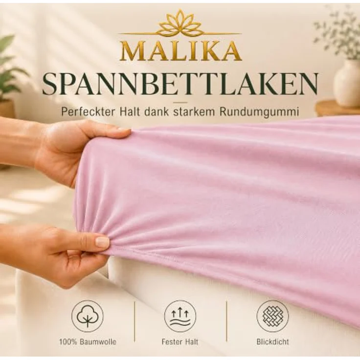 MALIKA® Spannbettlaken 180x200cm - 200x200cm, Baumwolle Jersey, Matratzenhöhe bis 28cm, Oeko-Tex zertifiziert, form- und farbbeständig – Bild 4