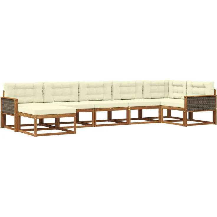 vidaXL Outdoor-Sofagarnitur 7 stk. 7-Sitzer Natur und Creme 3382738 – Bild 2