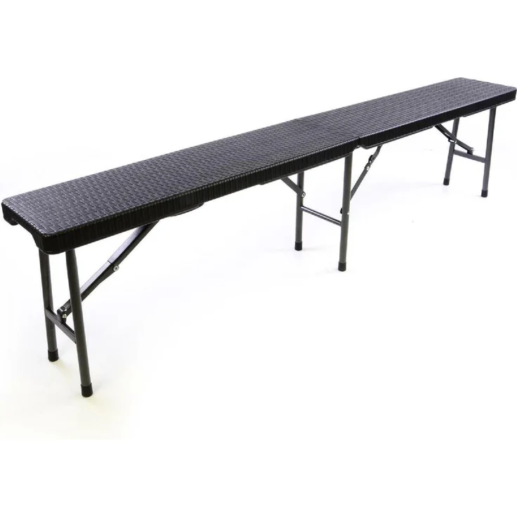 VCM Klappbank Rattan-Optik, Gartenbank schwarz 180 x 25 cm, belastbar bis 200 kg, ideal für Innen- und Außenbereich