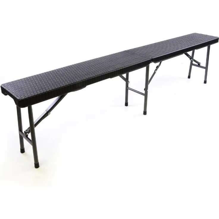 VCM Klappbank Rattan-Optik, Gartenbank schwarz 180 x 25 cm, belastbar bis 200 kg, ideal für Innen- und Außenbereich