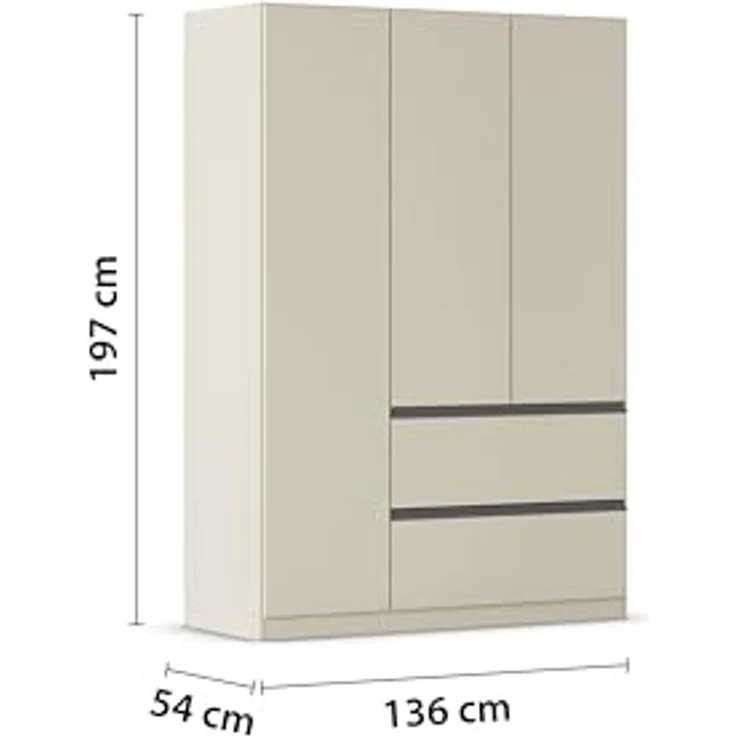 rauch Drehtürenschrank Kleiderschrank Schrank Garderobe COSTA in den Breiten 91/136/181 cm (in 3 Ausstattungen BASIC/CLASSIC/PREMIUM) viel Platz, grifflose Front und Push-to-Open Funktion MADE IN GERMANY – Bild 3