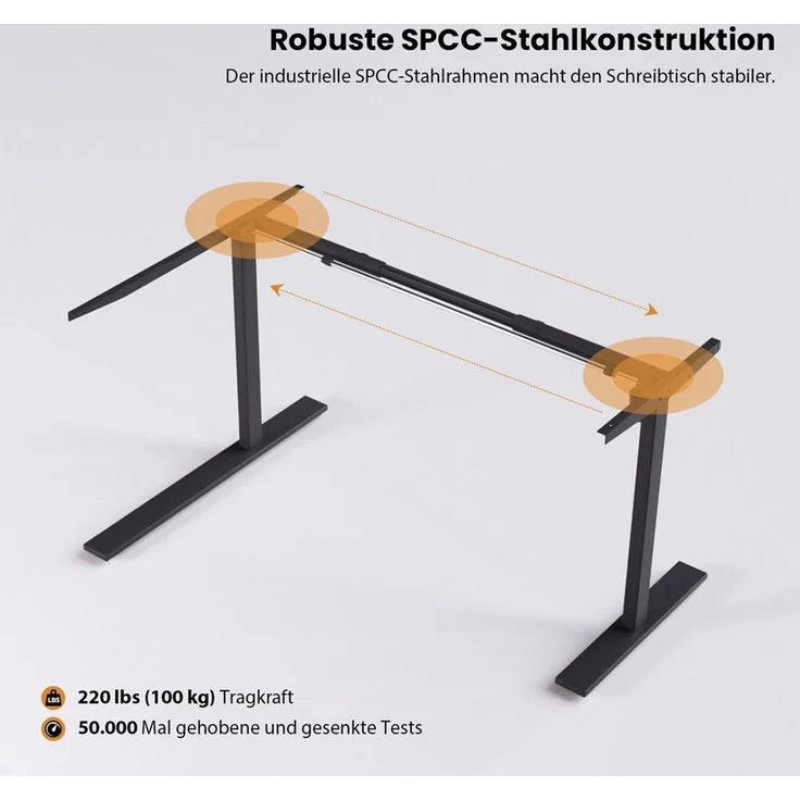 BBWL Computertisch Elektrischer höhenverstellbarer Schreibtisch mit 15 mm P2-Spanplatte (Packung, 2 AC + 2 USB Anschlüssen, Becherhalter & Kopfhörerhaken), 73–118 cm höhenverstellbar – Bild 3