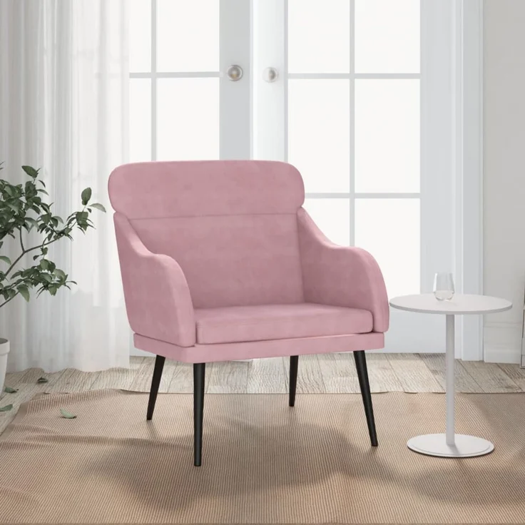 Sessel wohnzimmer, Relaxsessel, Fernsehsessel Rosa 63x76x80 cm Samt – Bild 1