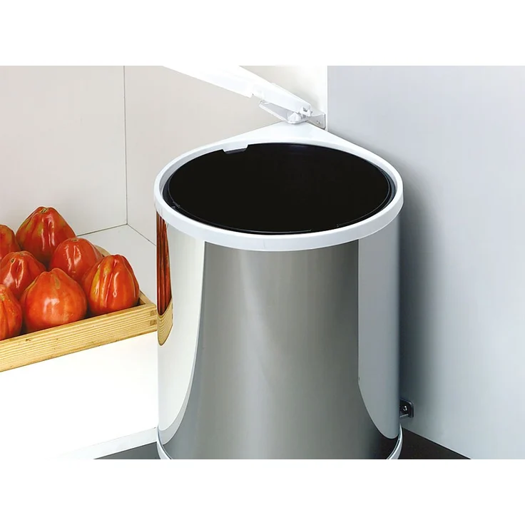 emuca 8035865 Abfalleimer 13 Liter ab 40 cm Schrankbreite, Kunststoff weiß und Edelstahl – Bild 5