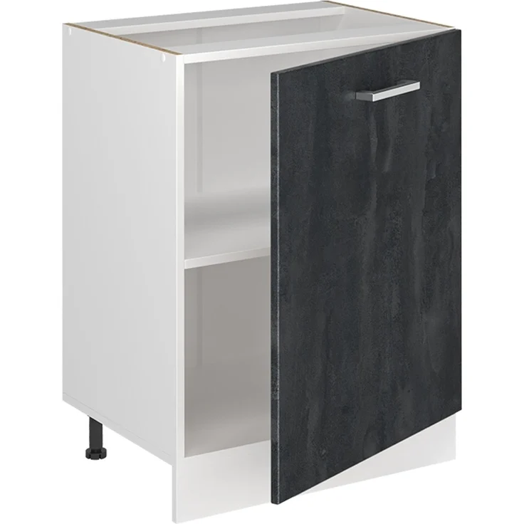 Küchenunterschrank R-Line Schwarz Beton/Weiß 60 cm mit 1 Tür Arbeitsplatte Anthrazit Vicco – Bild 3